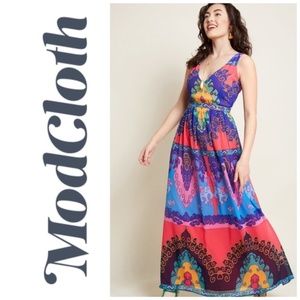 Modcloth Muster the Length Colorful Maxi Dress